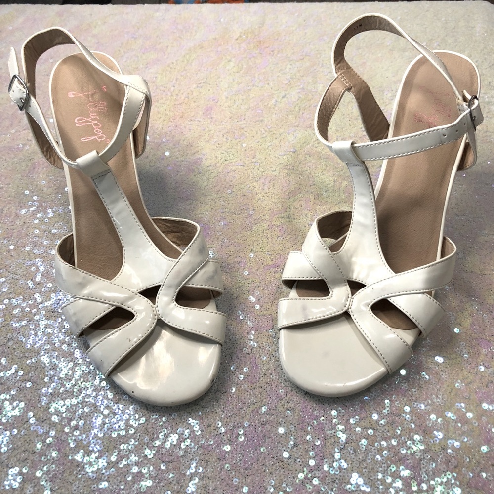 Jelly pop high heels White open toe shoes size 11